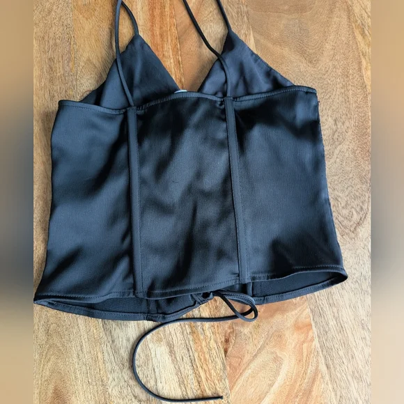 Zara Black Satin Cami And Top XS Lace Detail Y2K - Picture 6 of 6